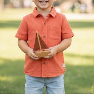Cat & Jack Vibrant Red Button Down Shirt